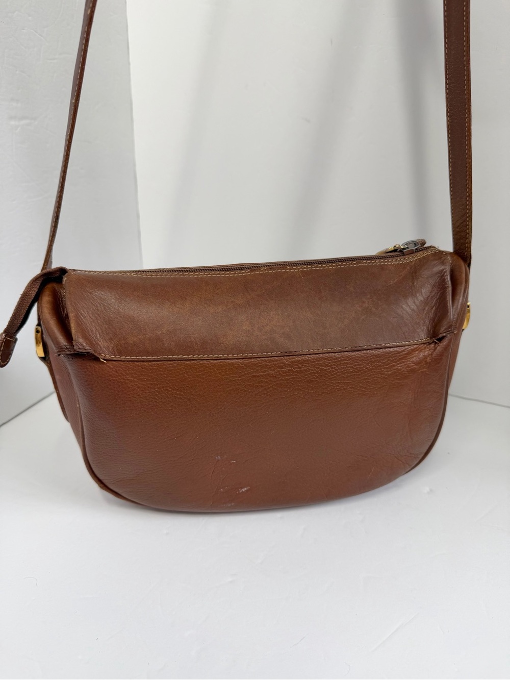 Authentic Gucci Crossbody Bag Brown chestnut Leather Shoulder Bag GG - Fair poor - Picture 2 of 16